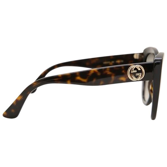 New GUCCI Sunglasses Brown Cat Eye Gradient Lens Gold Metal GG Authentic
